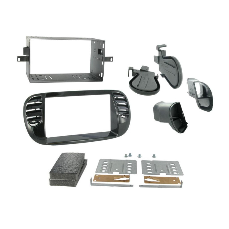 Fiat 500 2 DIN autórádió beszerel? keret, lakk fekete (CT23FT13)