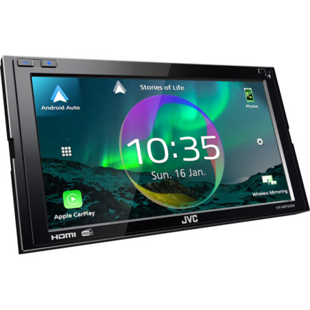 JVC KW-M875DBW 2 DIN/6,8" érintõképernyõs autósmultimédia, DAB+/FM, Wifis Apple CarPlay / Android Auto, 4 kamera