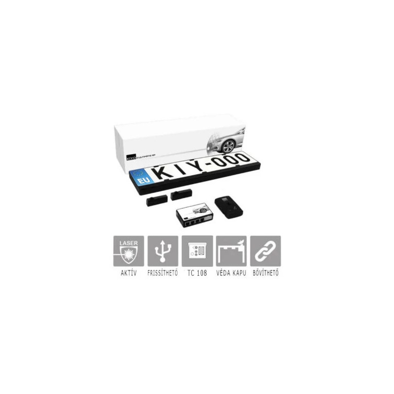 KIYO ULTIMATE AP 2 GPS: Lézerblokkoló 2 db rendszámtábla keretbe épített GYORSCSATLAKOZÓS szenzorral , GPS adatbázissal